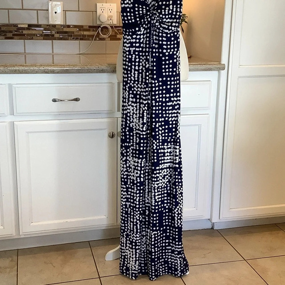 Eliza J Sleeveless Navy & White Polka Dot Dress Size 4 - Picture 7 of 8